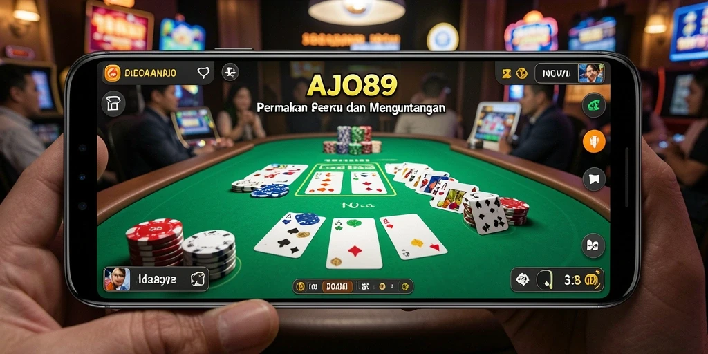 Screenshot AJO89 menampilkan skenario gameplay Poker yang intens dan interaktif.