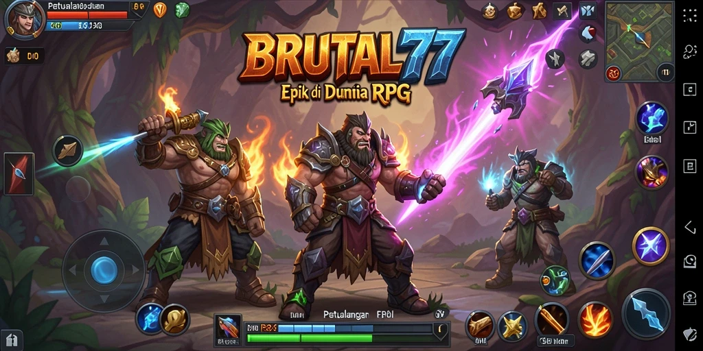 Tampilan gameplay menakjubkan dari BRUTAL77 di dunia RPG.