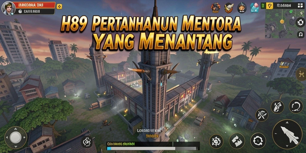 Tampilan gameplay H89 menampilkan pertahanan menara yang strategis.