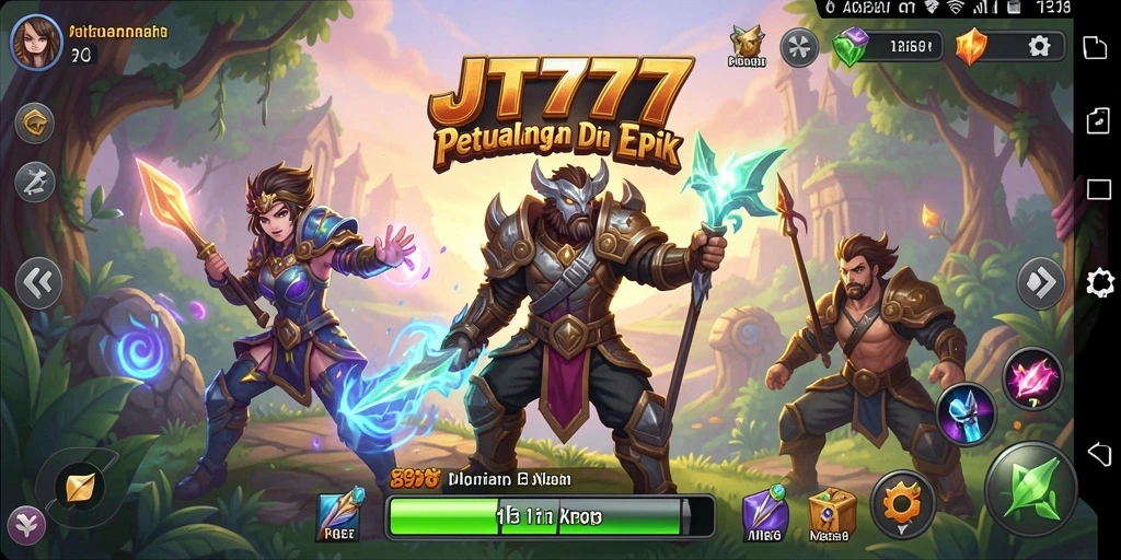 Screenshot gameplay JT777 menampilkan pertarungan seru di dunia RPG.