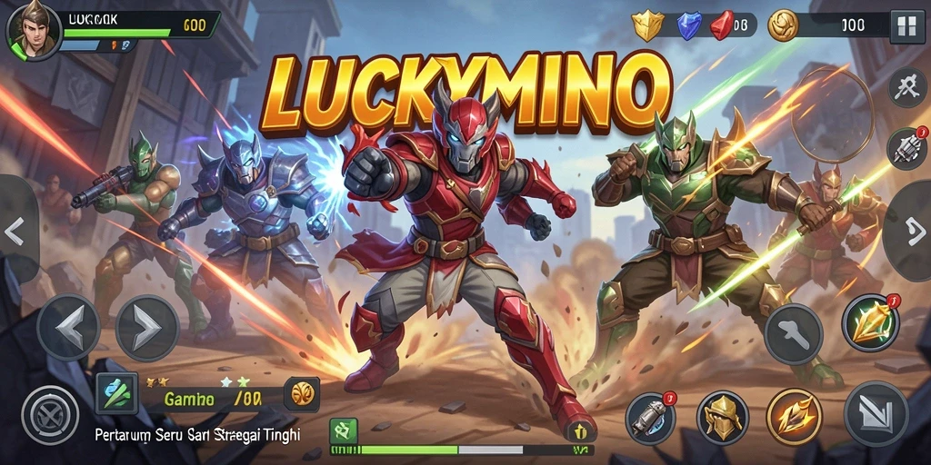 Tampilan seru gameplay LUCKYMINO dalam aksi pertarungan.