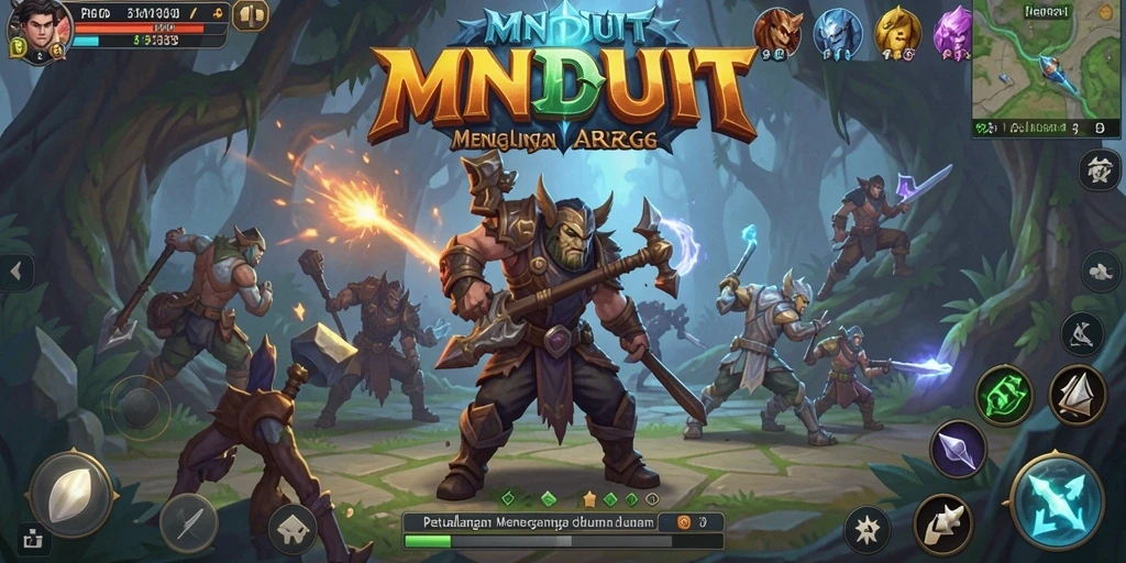 Screenshot utama menampilkan pertarungan seru dalam permainan ARPG.