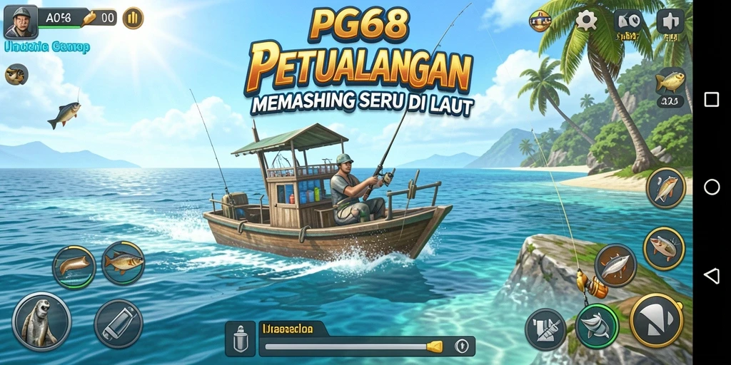 Gameplay seru PGG68 dengan aksi memancing di laut yang menantang.