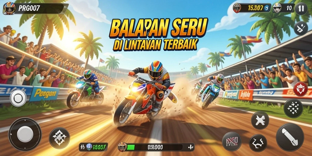 Tampilan gameplay balapan di PRG007 yang mendebarkan.