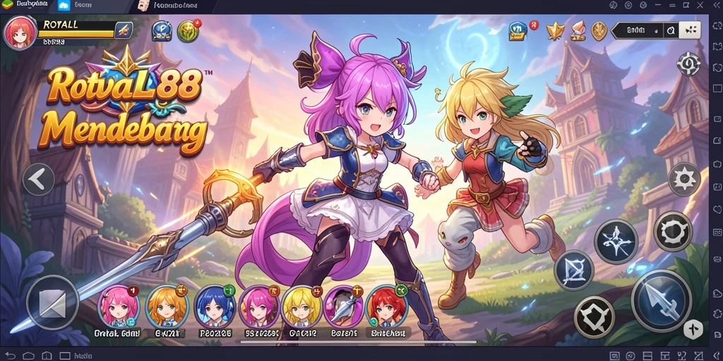 Screenshot gameplay menunjukkan karakter anime dalam pertempuran yang epik.