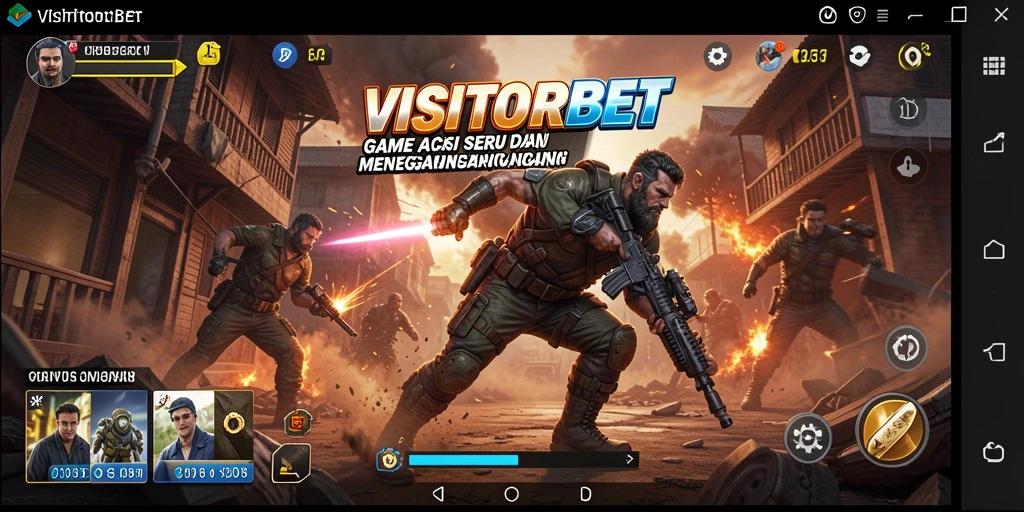 Tampilan gameplay seru dari VISITORBET saat karakter bertarung.