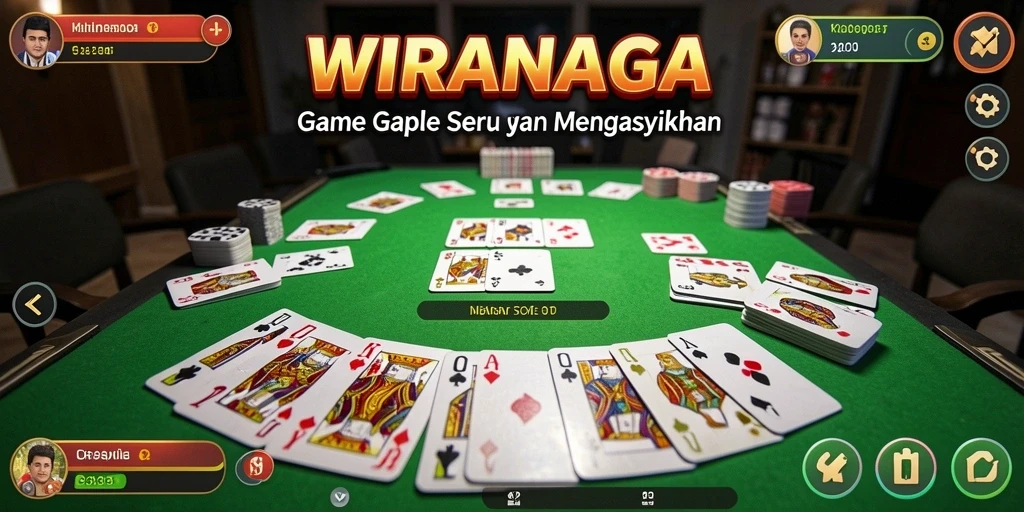 Screenshot utama gameplay WIRANAGA menampilkan keseruan permainan Gaple.