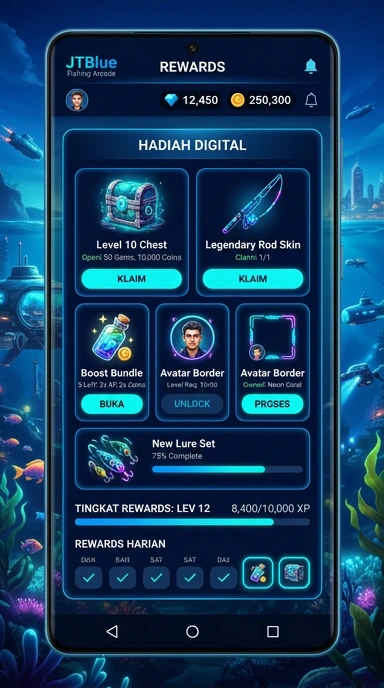Screenshot antarmuka pengguna aplikasi di jtblue.